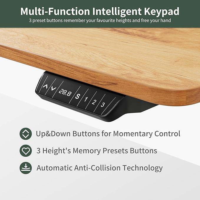 FEZIBO 55 x 24 Inches Standing Desk with Drawer, Adjustable Height Electric Stand up Desk with Storage, Sit Stand Home Office Desk, Ergonomic Computer Desk, Light Rustic - LeafyLoom