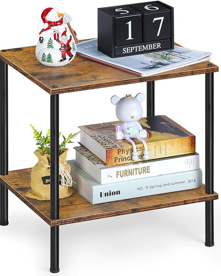 melos 2 Tiers Bookshelf, Classically Tall Bookcase Shelf Storage Organizer, Modern Book Shelf for Bedroom, Living Room and Home Office Bronw - LeafyLoom