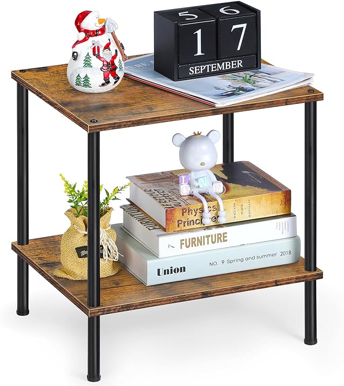melos 2 Tiers Bookshelf, Classically Tall Bookcase Shelf Storage Organizer, Modern Book Shelf for Bedroom, Living Room and Home Office Bronw - LeafyLoom