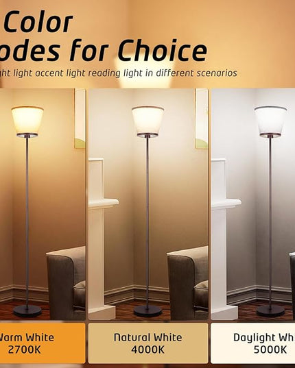 LED Floor Lamp, 3 Color Temperatures Floor Lamp for Living Room Bedroom Office, 68" Tall Standing Lamp Floor Lamp. 15W Bulb Included(Brown). - LeafyLoom