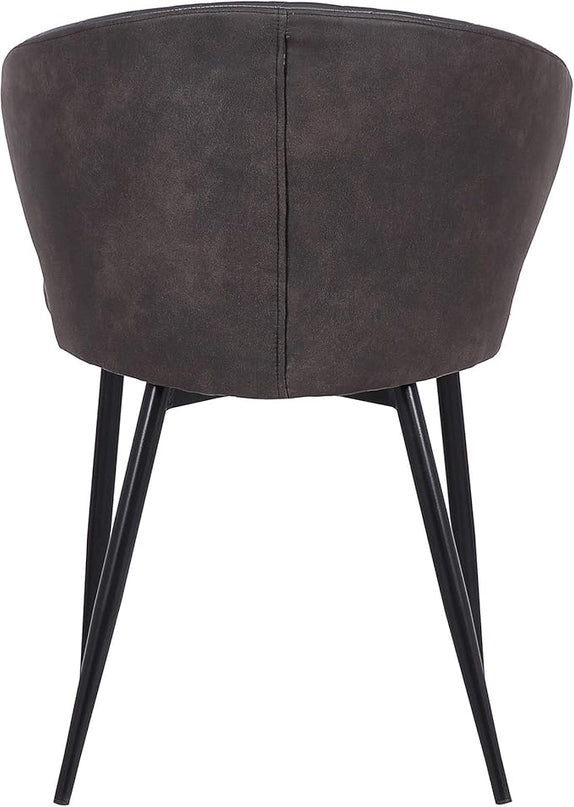 Armen Living Ava Contemporary Faux Leather Dining Room Kitchen Accent Chair, 30.5 Inch Height, Grey, Black - LeafyLoom