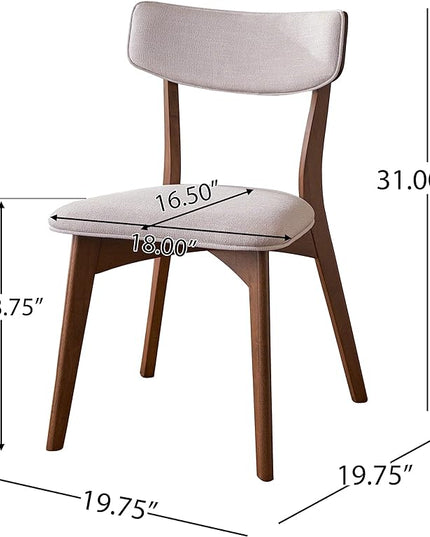 Christopher Knight Home Megann Mid-Century Wood Dining Set with Fabric Chairs, 5-Pcs Set, Natural Walnut / Dark Grey - LeafyLoom