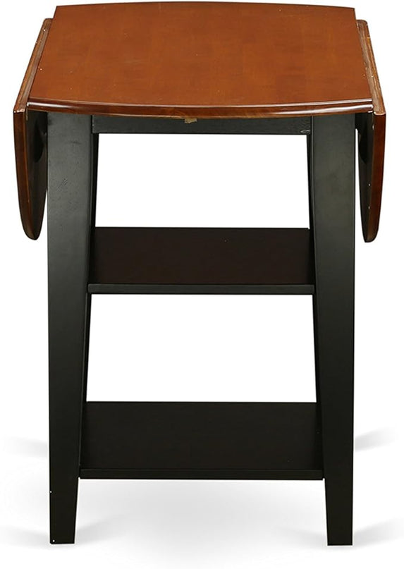 East West Furniture SUPF5-BCH-W 5 Piece Set Includes a Round Dining Table with Dropleaf & Shelves and 4 Kitchen Chairs, 42x42 Inch - LeafyLoom