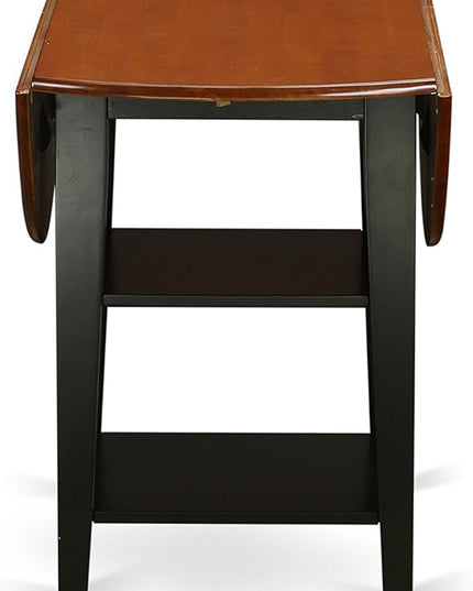 East West Furniture SUKE5-BCH-W Sudbury 5 Piece Kitchen Set for 4 Includes a Round Room Table with Dropleaf & Shelves and 4 Dining Chairs, 42x42 Inch - LeafyLoom