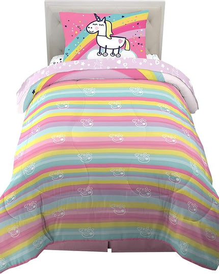 Franco Kids Bedding Super Soft Comforter and Sheet Set, 4 Piece Twin Size, Peppa Pig - LeafyLoom