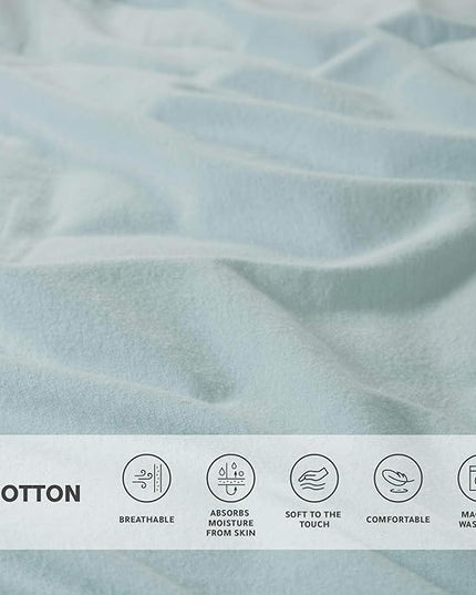 Comfort Spaces Cotton Flannel Breathable Warm Deep Pocket Sheets with Pillow Case Bedding, Queen, Aqua Solid 4 Piece - LeafyLoom