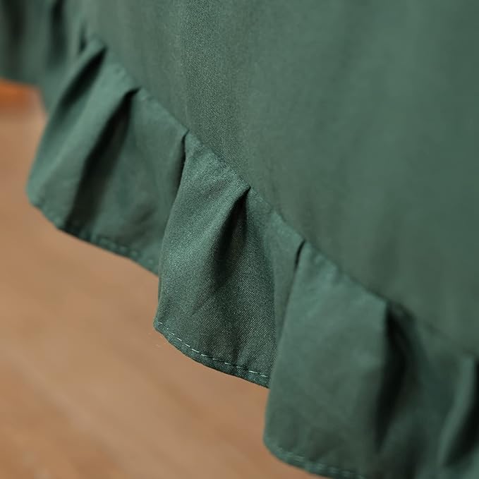 JANZAA Full Size Comforter Emerald Comforter Set 3PCS 1 Ruffled Comforter and 2 Pillow Cases Green Comforter Set Vintage Farmhouse Shabby Chic Bedding Soft All Season - LeafyLoom