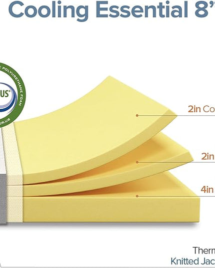 ZINUS Cooling Essential Foam Bed Mattress Conventional, Queen, White - LeafyLoom