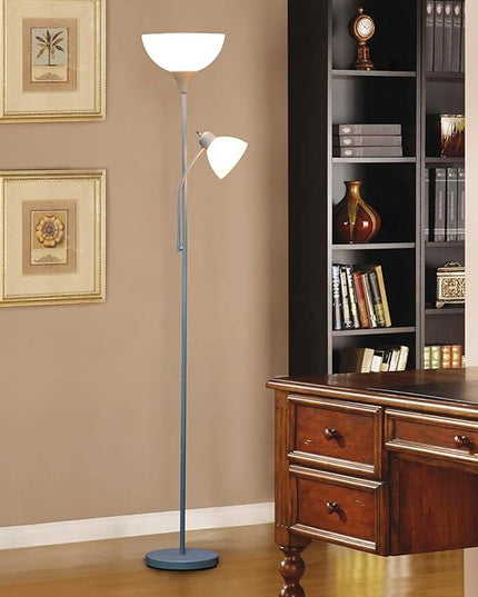 Adjustable Silver Floor Lamp with Reading Light By Light Accents - Susan Modern Standing Lamp For Living Room/Office Lamp 72" Tall - 150-watt With Side Reading Light Corner Lamp (Silver) - LeafyLoom