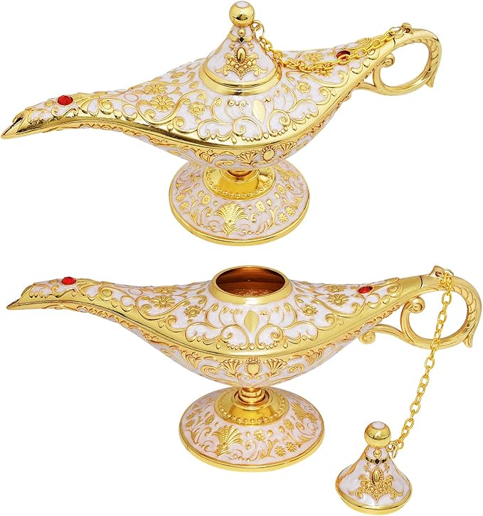 Vintage Legend Aladdin Lamp Magic Genie Wishing Light,Collectable Rare Classic Arabian Costume Props Lamp Tabletop Decor Crafts for Home/Wedding Decoration&Gift for Party/Halloween/Birthday - LeafyLoom
