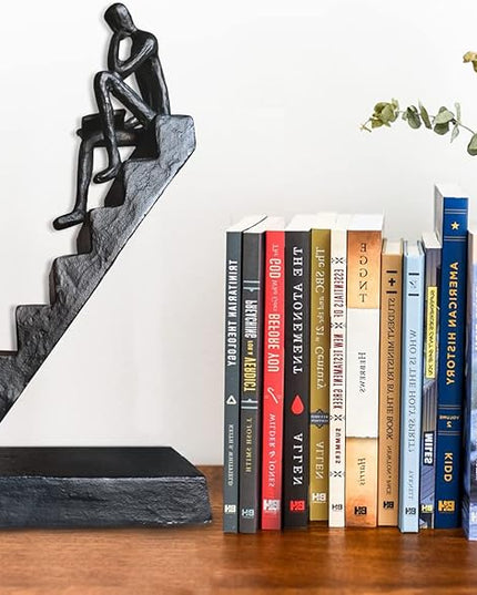 Jalunth Bookshelf Bookcase Aesthetic Decoration Art Sculptures Home Decor Book Shelf Case Modern Accents Figurine Reading Metal Decorative Ideas Objects Accessories Library Office Steel Statue Gifts - LeafyLoom