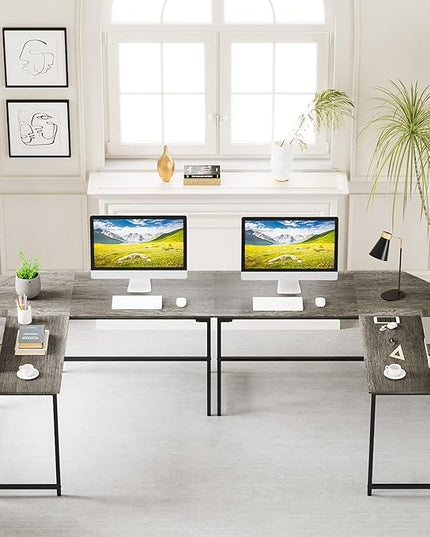 Elephance 59" Large L Shaped Desk Corner Computer Desk with Monitor Stand Gaming Table Workstation for Home Office, Black Oak - LeafyLoom
