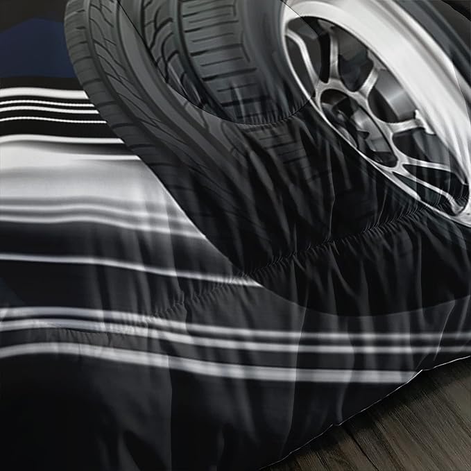 Axolotl Race Car Bedding Set Twin Size,Boys Extreme Sports Comforter Set for Kids Boys Car Racing Gifts,Yellow Cool Car Comforter Car Sports Quilt Set 1 Comforter with 2 Pillowcase Car Racing Gifts - LeafyLoom