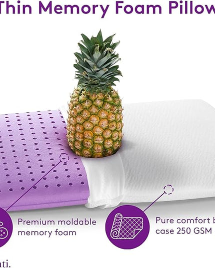 Ultra Slim Pillow - Flat & Thin pillow for Sleeping | Stomach Sleeping Pillow | 2.4 inch thin memory foam pillow for stomach sleepers - LeafyLoom