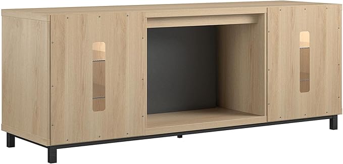 Ameriwood Home Lumina Fireplace TV Stand, Deluxe 70", Blonde Oak - LeafyLoom