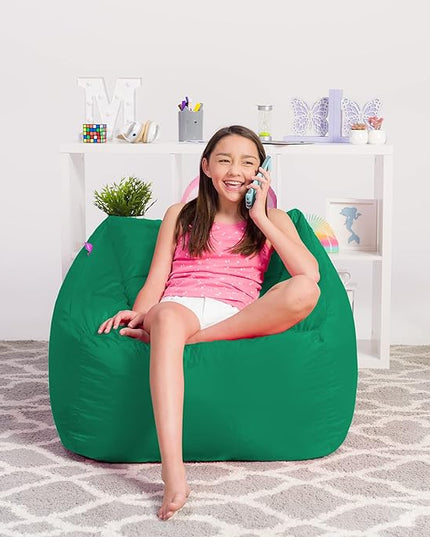 Posh Creations Structured Comfy Bean Bag Chair for Gaming, Reading, and Watching TV, Coronado Chair, Microsuede - Tide Pool - LeafyLoom