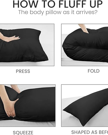 Utopia Bedding Full Body Pillow for Adults (Black, 20 x 54 Inch), Long Pillow for Sleeping, Large Pillow Insert for Side Sleepers - LeafyLoom