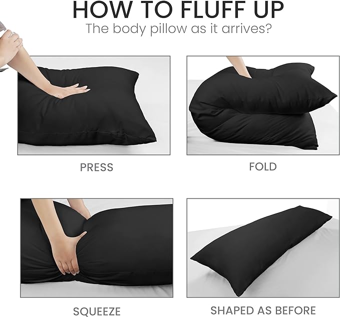 Utopia Bedding Full Body Pillow for Adults (Black, 20 x 54 Inch), Long Pillow for Sleeping, Large Pillow Insert for Side Sleepers - LeafyLoom