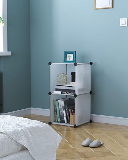 C&AHOME Cube Storage, 2-Cube Organizer Unit, Plastic Closet Storage Shelf, DIY Bookshelf, Modular Bookcase, Cabinet Ideal for Bedroom, Living Room, Office, 12.4" L x 12.4" W x 24.8" H White SBTM3002A - LeafyLoom