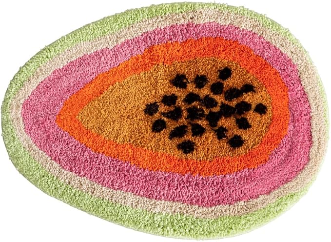 Passion Fruit Shaped Rug Fruits Bath Mat Area Rug Non-Slip Bathroom Door Mat for Bedroom Bathroom Kitchen Cartoon Area Rug for Bathroom Soft Bathmat Home Decor (18.5x25.6in) - LeafyLoom