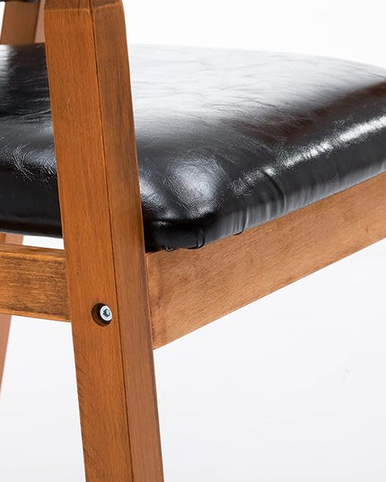 NOBPEINT Mid-Century Dining Side Chair with Faux Leather Seat in Black, Arm Chair in Walnut - LeafyLoom