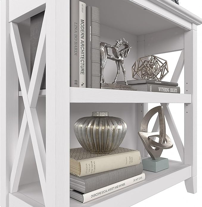 Bush Furniture Key West 2-Shelf 30-inch H Small Bookcase, Pure White Oak (KWB124WT-03) - LeafyLoom