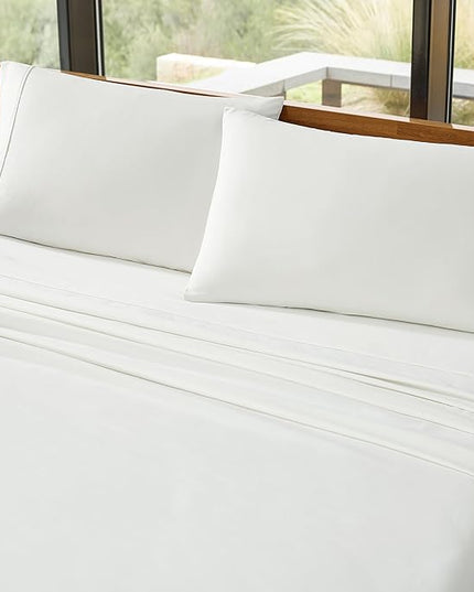 UGG 11786 Alahna Twin Bed Sheets and Pillowcases 3-Piece Set Sleep in Luxury Machine Washable Deep Pockets Wrinkle-Resistant Breathable Cozy Comfort Silky Cooling Sheets, Twin, White - LeafyLoom