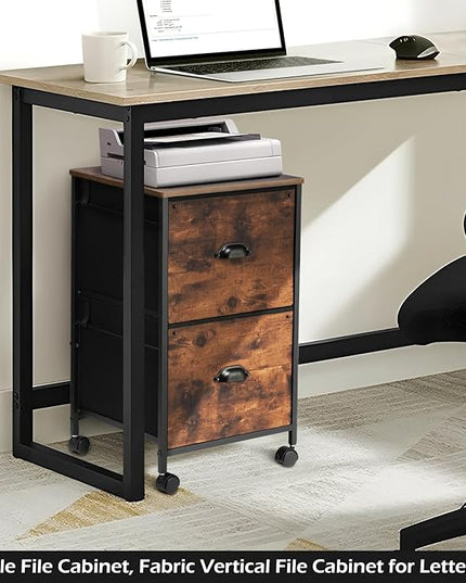 TOPSKY Mobile File Cabinet, Fabric Vertical File Cabinet for Letter Size (Rustic Brown, 2 Drawer) - LeafyLoom