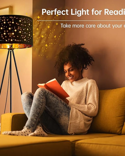 BoostArea Floor Lamp, Tripod Floor Lamp, 8W LED Bulb, Decorative Lamp Shade, Mid Century Standing Lamp for Living Room, Bedroom, Study Room and Office - LeafyLoom