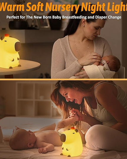 FULLOSUN Capybara Night Light, Capybara Gifts, Funny Capybara Birthday Gifts for Children Women Teenage Girls Boy Toddler - ABS+SIL Portable Squishy Rechargeable Dimmable - LeafyLoom