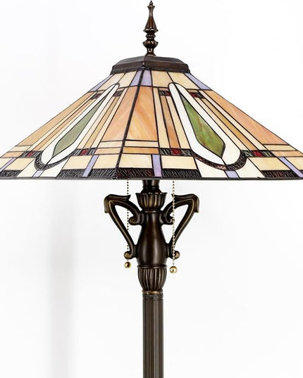 Tiffany Floor Lamp Mission Style Stained Glass Standing Reading Light 16X16X64 Inch - LeafyLoom