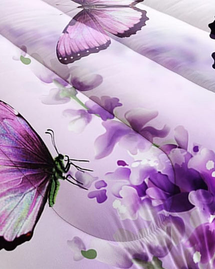 Purple Lavender Butterfly Comforter Set for Girl Kid Adult Colorful Butterfly Pattern Bedding Set Aesthetics Butterflies Quilt Bed Set Twin Size with 1 Comforter and 2 Pillowcases - LeafyLoom