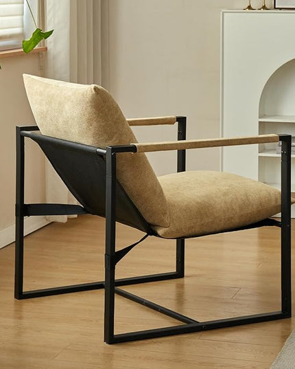 Wimarsbon Modern Accent Chair, Mid Century Sitting Chair with Sponge Cushion, Comfy and Sturdy Lounge Chair with Metal Leg for Bedroom, Living Room, Office,Easy Assembly (Chenille - Yellowgreen) - LeafyLoom