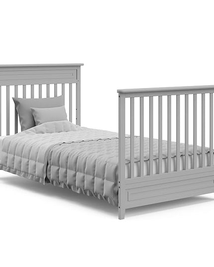 STORKCRAFT Petal 4-in-1 Convertible Mini Crib (Pebble Gray) – GREENGUARD Gold Certified, Converts to Daybed and Twin-Size Bed, Includes Bonus 2.75-inch Mini Crib Mattress - LeafyLoom