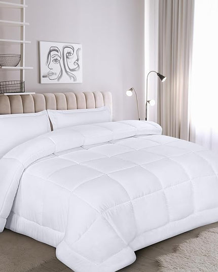 Utopia Bedding King Size Comforter Set with 2 Pillow Shams, Bedding Comforter Sets, Down Alternative White Comforter, Soft and Comfortable, Machine Washable - LeafyLoom