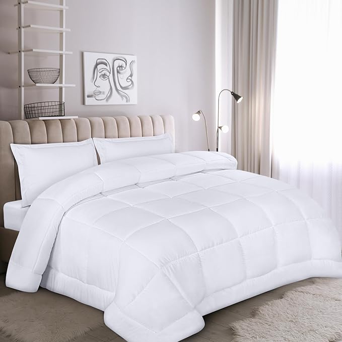 Utopia Bedding King Size Comforter Set with 2 Pillow Shams, Bedding Comforter Sets, Down Alternative White Comforter, Soft and Comfortable, Machine Washable - LeafyLoom