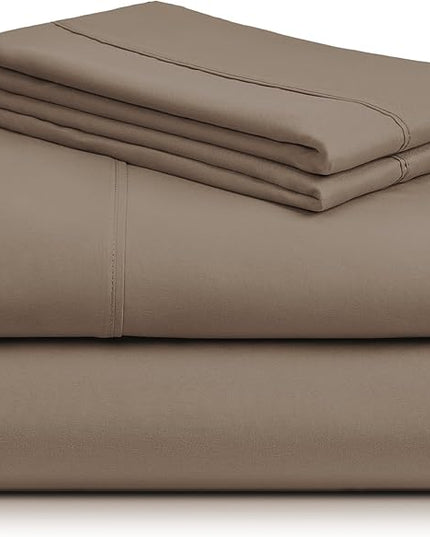 LuxClub Twin XL Sheets - Soft Twin Bed Sheets for-Boys-and-Girls-4 PC Deep Pockets 18" Eco Friendly Wrinkle Free-Kids-Fitted Sheets Machine Washable Hotel Bedding Silky Soft - Dark Khaki Twin XL - LeafyLoom