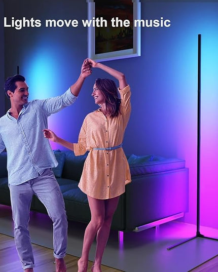 Smart RGB LED Floor Lamp 60" with 16 million DIY Colours Music Sync Bluetooth Mobile App Color Changing Ambient Lighting Fixture for Bedroom Gaming Living Room Home Office - LeafyLoom