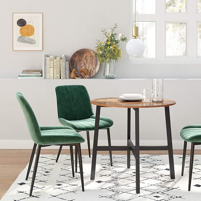 VASAGLE Round Dining Table, for Living Room, Office, Round Top, 31.5 x 31.5 x 29.5 Inches, Brown - LeafyLoom