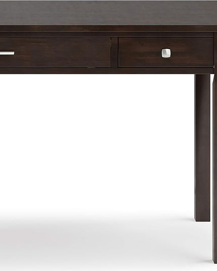 SIMPLIHOME Avalon SOLID WOOD Contemporary 60 Inch Wide Large Desk in Tobacco Brown, For the Office Desk, Writing Table, Workstation and Study Table - LeafyLoom
