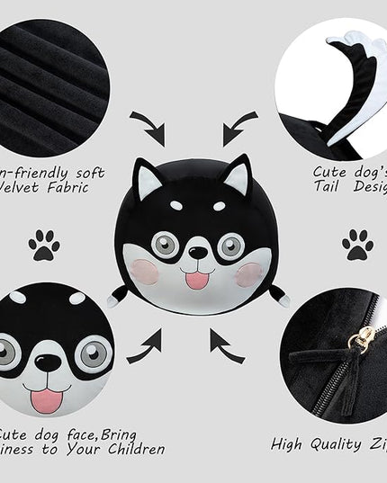 Toy Organizers and Storage for Kids Room Decorations, Childrens Bean Bag Chairs Black Cute Dog, Extra Large Size, Velvet Super Soft Cover Only - LeafyLoom