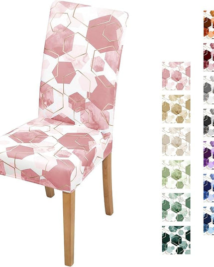 Gibelle Dining Room Chair Covers Set of 6, Soft Stretch Kitchen Chair Covers Slipcover Protector, Removable Washable Geometric Parson Chair Covers 6 Pack, Dusty Pink Gibelle