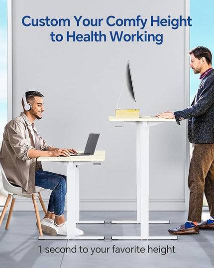 Motorized Standing Desks, Electric Stand Up Desk with Ultra Stable Construction and Cable Management,adjustable Height Desk with Memory Preset Design for Home Office Use 48x24 in Maple - LeafyLoom