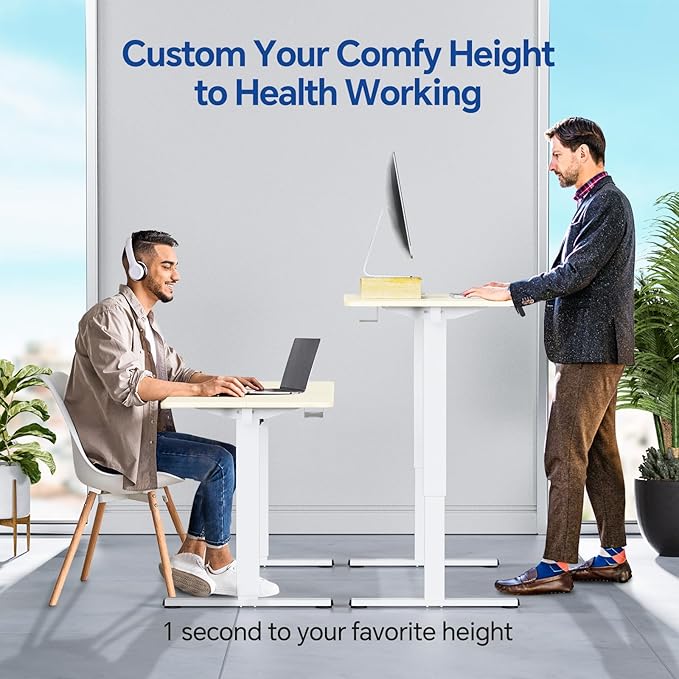 Motorized Standing Desks, Electric Stand Up Desk with Ultra Stable Construction and Cable Management,adjustable Height Desk with Memory Preset Design for Home Office Use 48x24 in Maple - LeafyLoom