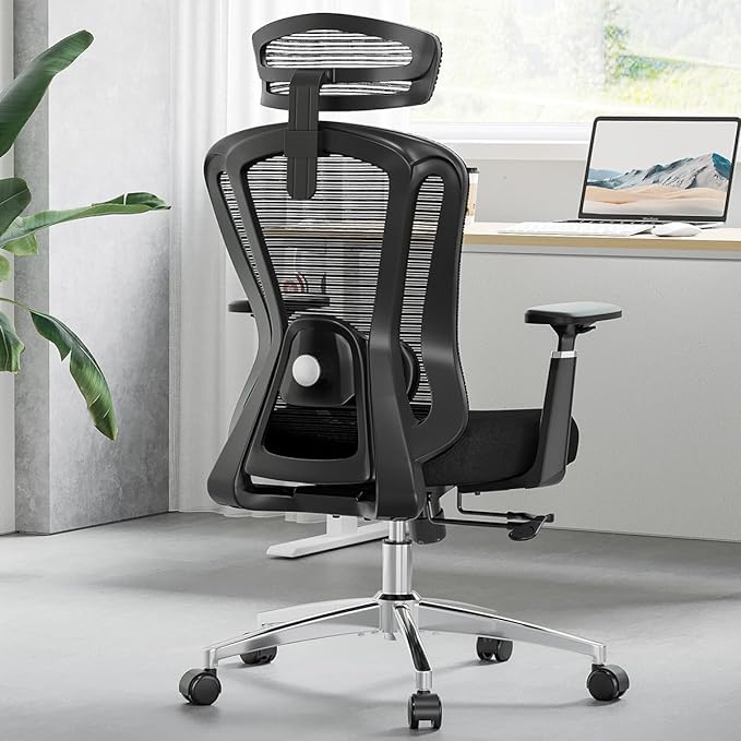 Farini Office Chair Ergonomic Desk Chair, High Back Office Chair with Wheels, Home Office Chair for Heavy People, Office Chair Adjustable Seat Depth, 3D Armrests and Adjustable Headrest, Black - LeafyLoom