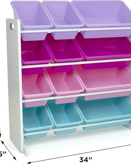 Humble Crew Toy Storage Organizer, White/Pink/Purple/Turquoise 34x11x31 inches,12x9x6 inches,16x12x6 inches - LeafyLoom