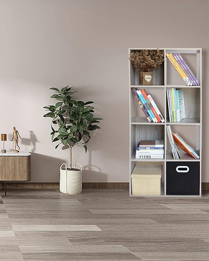 PACHIRA E-Commerce Cubby Storage Organizer, 8 Cube Unit Shelf, Closet Cabinet, DVD Rack Bookshelf File Organizer Rack in Study, each cube 28.5 cm, OAK GREY - LeafyLoom