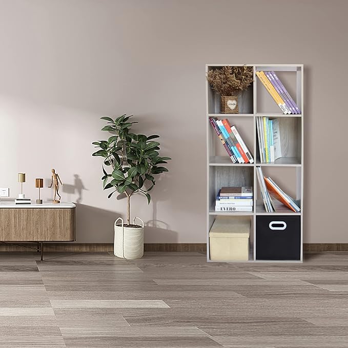 PACHIRA E-Commerce Cubby Storage Organizer, 8 Cube Unit Shelf, Closet Cabinet, DVD Rack Bookshelf File Organizer Rack in Study, each cube 28.5 cm, OAK GREY - LeafyLoom