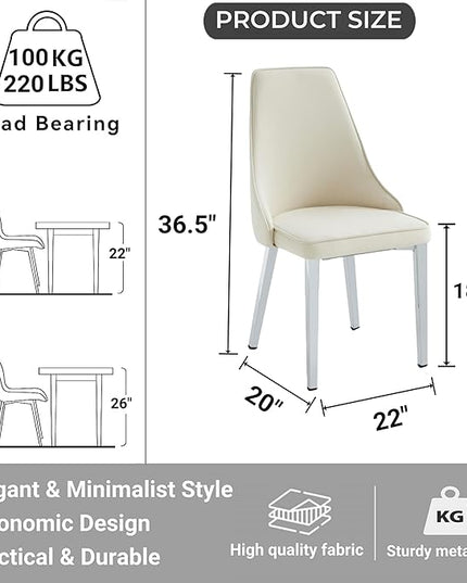 Dining Chairs Set of 2, Modern and Minimalist Leisure Backrest Velvet Chairs. Leisure Upholstered Velvet Dining Chair with Gold Metal Chromed Legs - LeafyLoom