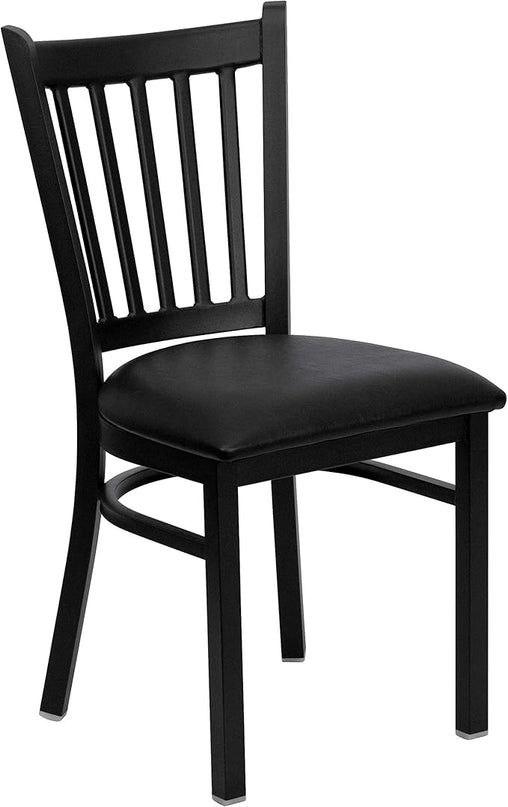Flash Furniture Hercules Series Vertical Back Metal Restaurant Chairs, Upholstered Armless Dining Chairs for Restaurants/Kitchens, Set of 2, Black - LeafyLoom